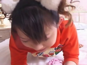 Adorable and cute beat the drum for Asian teen property hammered