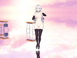 بڑی گدی لڑکی - سیکسی جرابوں میں گرم، شہوت انگیز مکمل عریاں رقص (3D HENTAI)