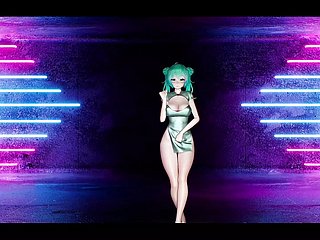 Miku erotic whisk broom un vestido chino caliente bailando + desnudándose gradualmente (HENTAI 3D)