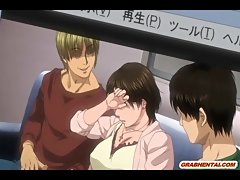 Грудастая японская хентай мама горячей Gangbanged